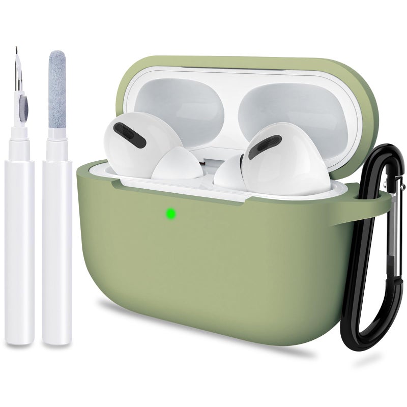 ATUAT for AirPods Pro 1st/2nd Generation Case Cover, Protective Silicone Skin Accessories with Keychain for Women Men for Apple AirPods Pro 2019/2022 Charging Case,Front LED Visible-Army Green - Image 1